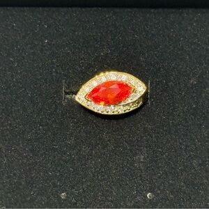 Elegant Gold and Orange Gemstone Women's Costume Ring Size 8